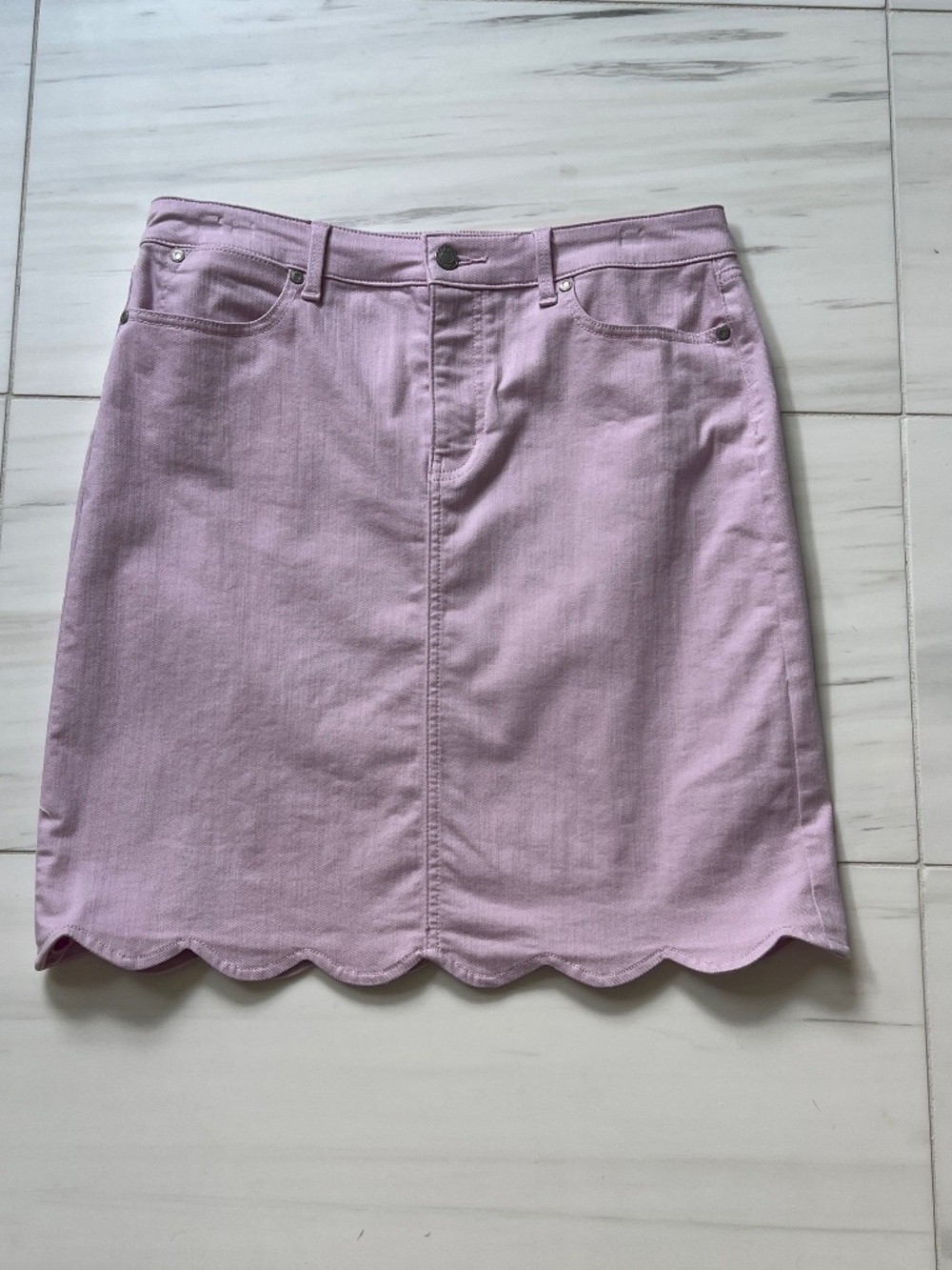 Talbots Scallop Hem Denim A-line Skirt Size 6